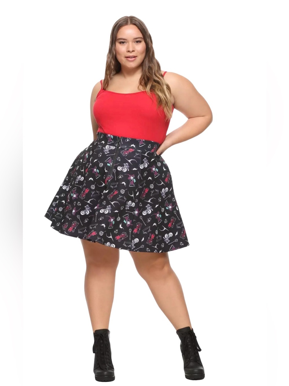 Hot Topic The Nightmare Before Christmas O-Ring Skater Skirt Plus size 5 pockets
